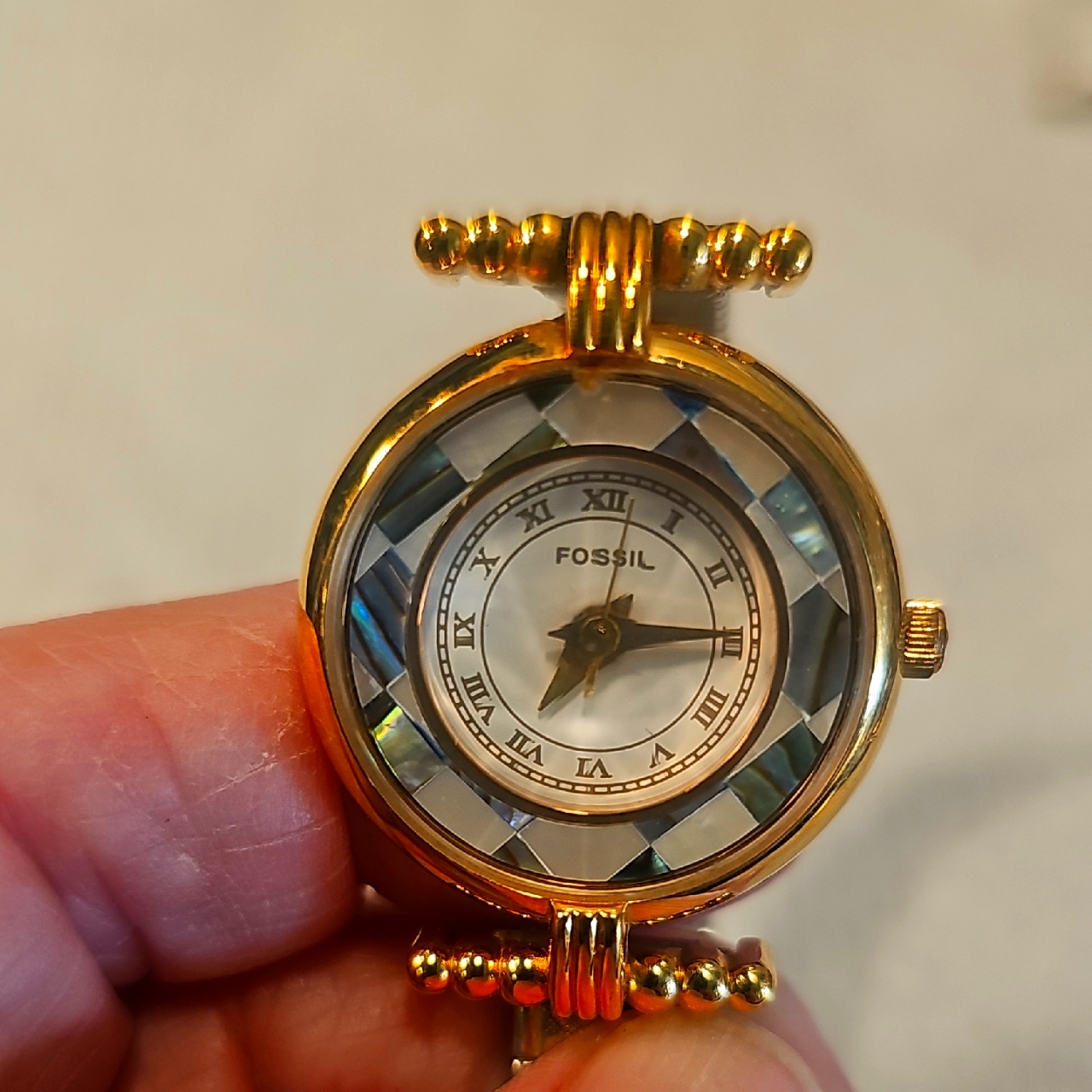 Fossil Gold Watch With Silver And Blue Accents Fossil Gold Watch With Silver And Blue Accents